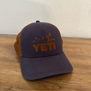 YETI Ducks Trucker Hat in Burnt Orange and Blue